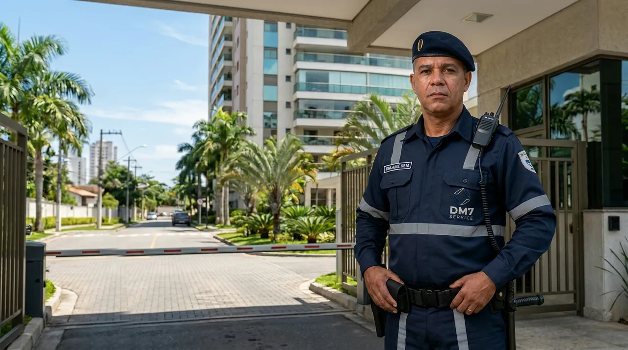 Vigilante DM7 Service na entrada de um condomínio