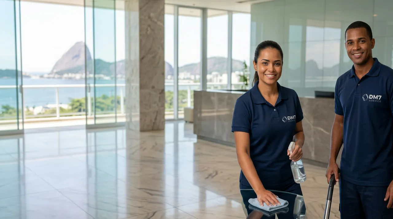 Equipe de limpeza profissional da DM7 Service